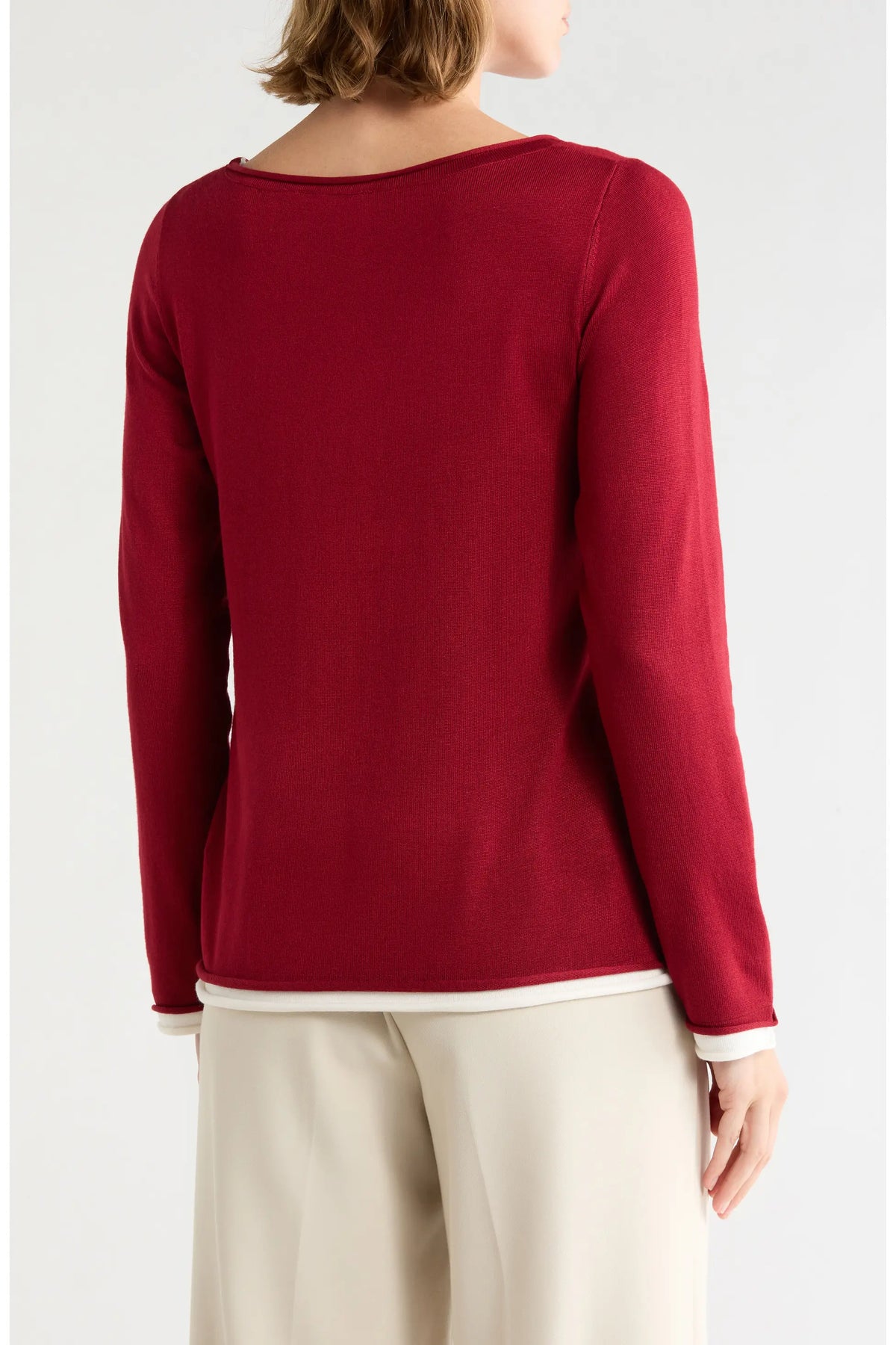 Layer Look Sweater | Black/Cream, Red Currant/Cream