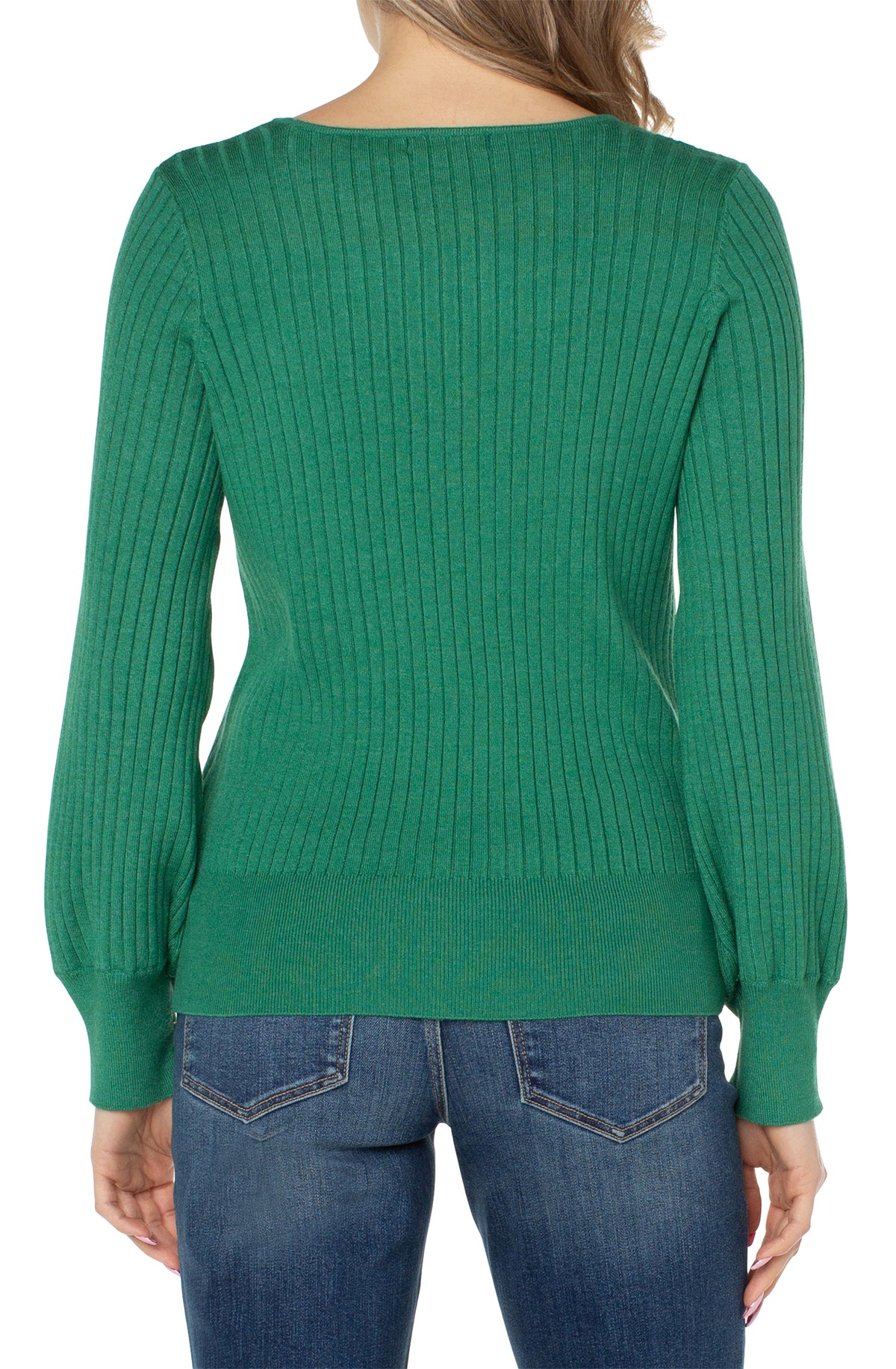 Long Sleeve Woven Top with Pleat | Emerald Heather, Black