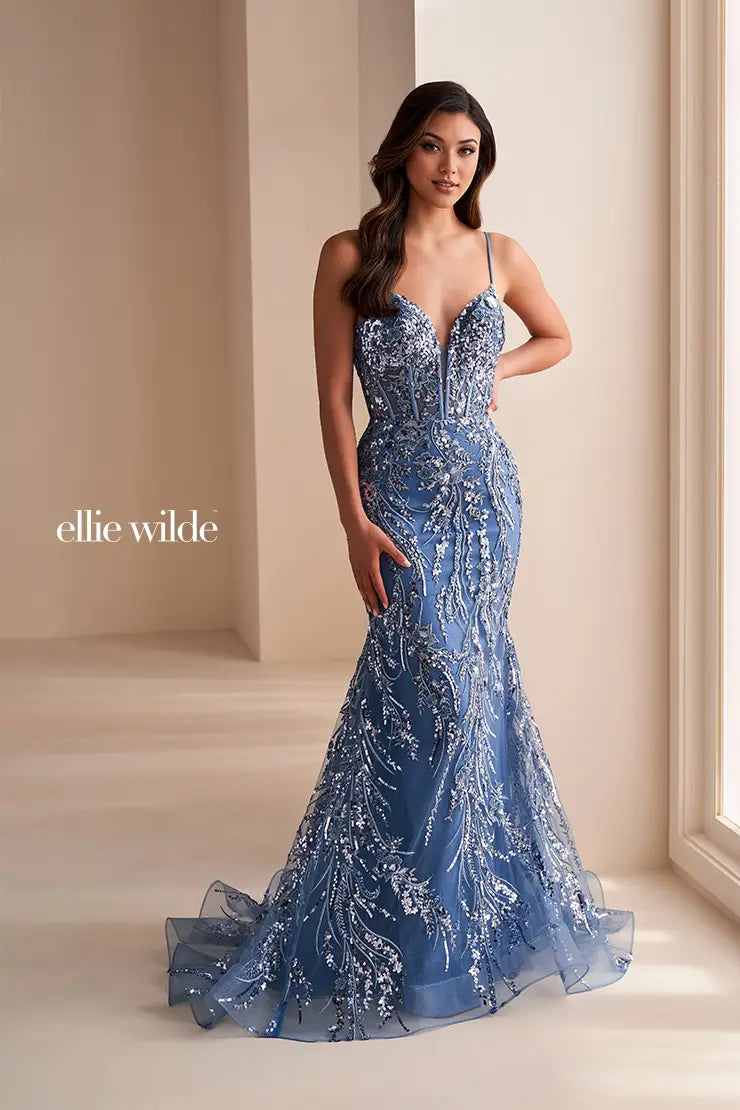 Ellie Wilde 35039 Sequin Tulle Gown