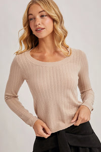 Pointelle Knit Top | Beige