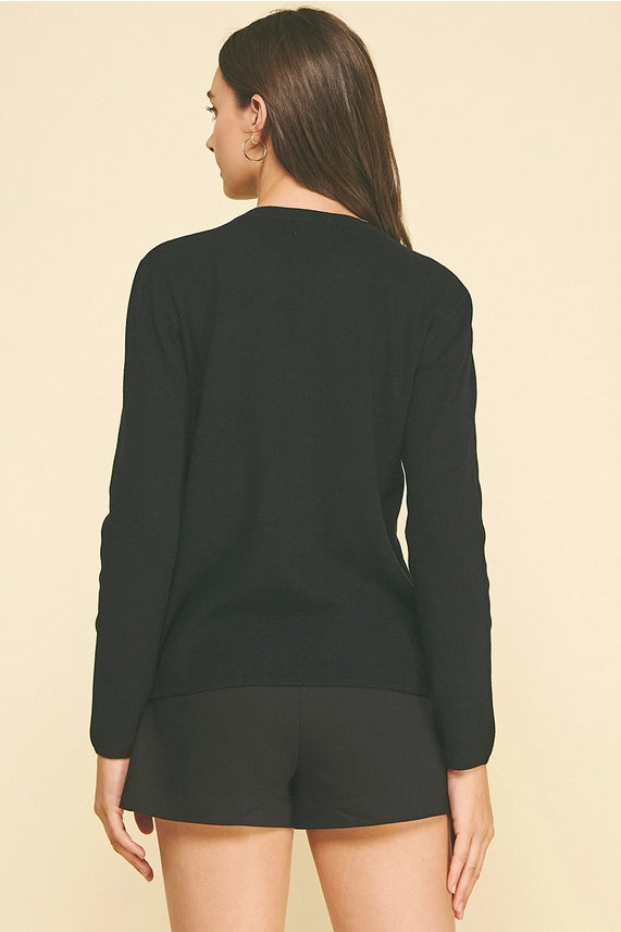 Jewel Detailed Knit Sweater | Black