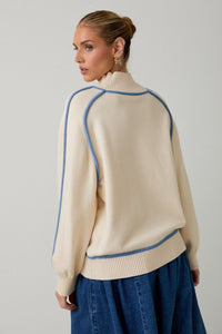 Stitch Detail Sweater | Cream/Blue, Brown/Cream