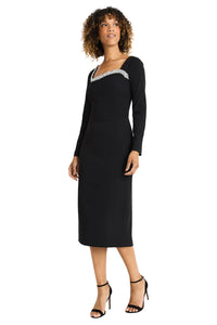 Pearl Trim Neckline Dress (Hope) | Black