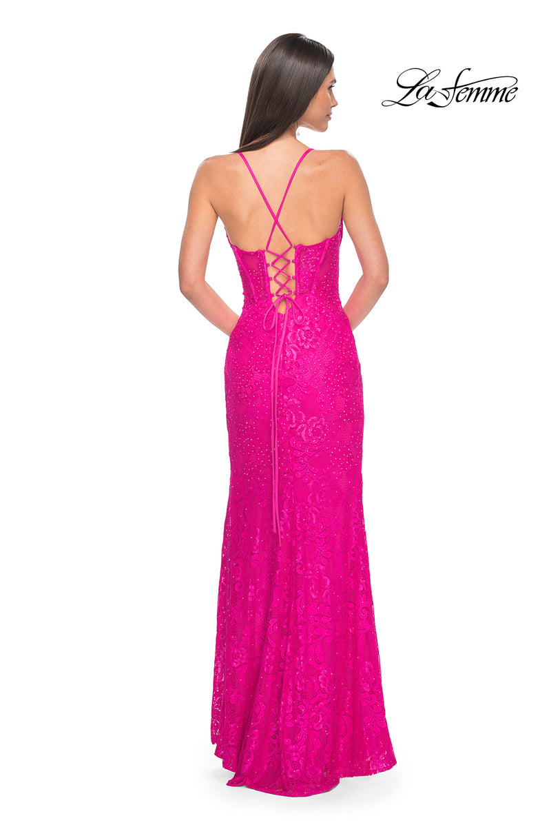 La Femme 32248 Stretch Lace Bustier Gown
