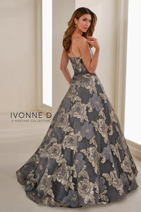 Ivonne D ID1410 Brocade A-Line Gown
