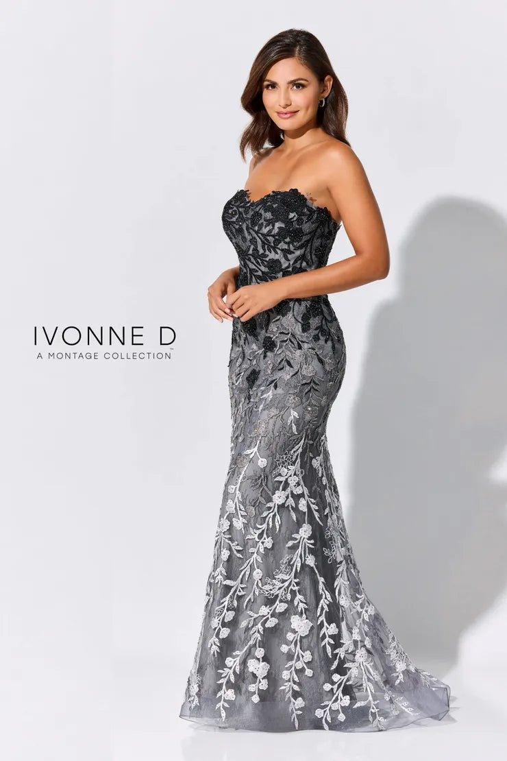 Ivonne D. 316 Strapless Lace Gown