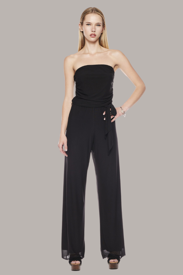 Strapless Jumpsuit | Black Mesh