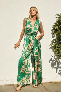 Floral Satin Jumpsuit | Lush Meadow