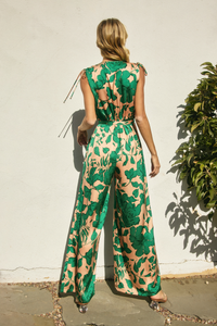 Floral Satin Jumpsuit | Lush Meadow