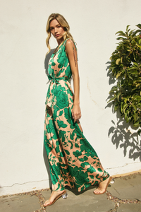 Floral Satin Jumpsuit | Lush Meadow