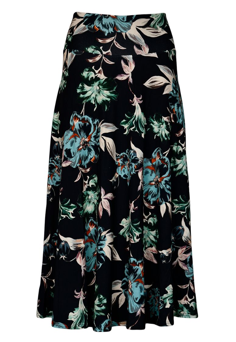 Flo Skirt | Black/Aqua Floral Print