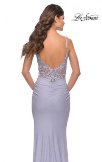 La Femme 31341 Rhinestone Jersey with Sheer Back