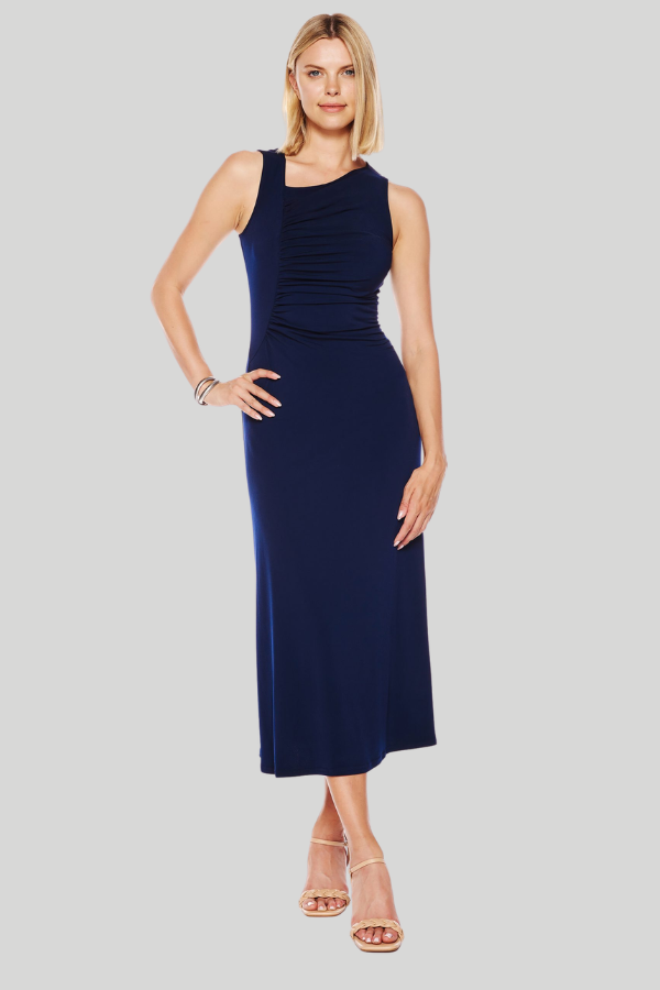 Asymmetrical Jersey Midi Dress | Navy