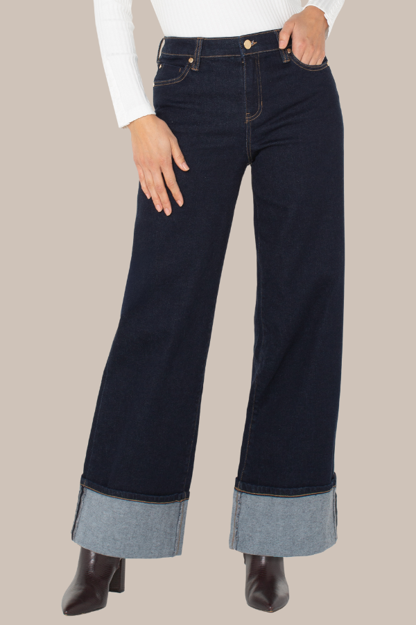 Morgan Cuffed Wide Leg Jean 30" Inseam | Indigo Rinse