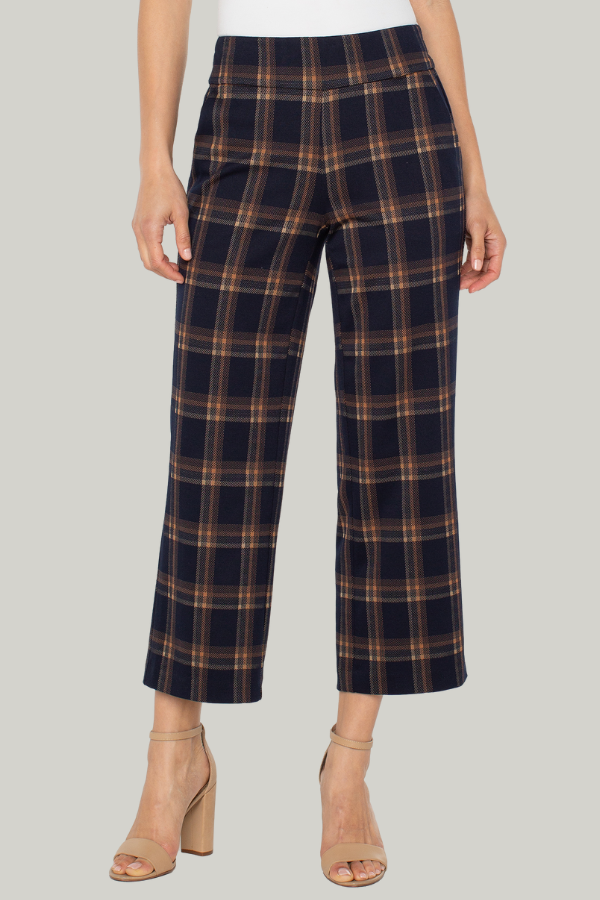 Mabel Pull-On Stovepipe Pant | Navy Plaid