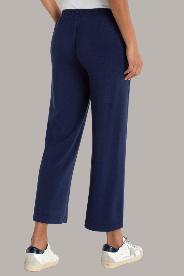Pull-On Wide Leg Crop Trouser | Deep Midnight, Prussian Blue, Black