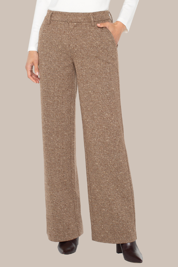 Kelsey Wide Leg Trouser 29" Inseam | Brown Herringbone