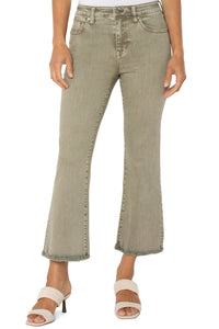 Hannah Cropped Flare w/ Fray Hem | Laurel Olive