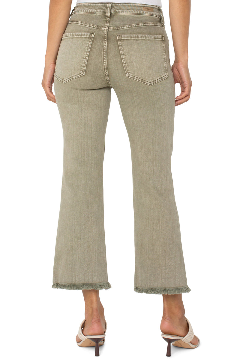 Hannah Cropped Flare w/ Fray Hem | Laurel Olive