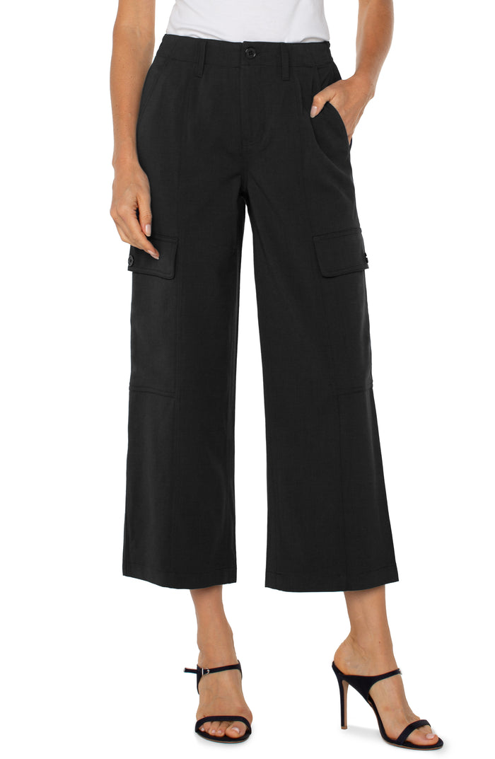 Hi-rise Cargo Crop Straight | Black