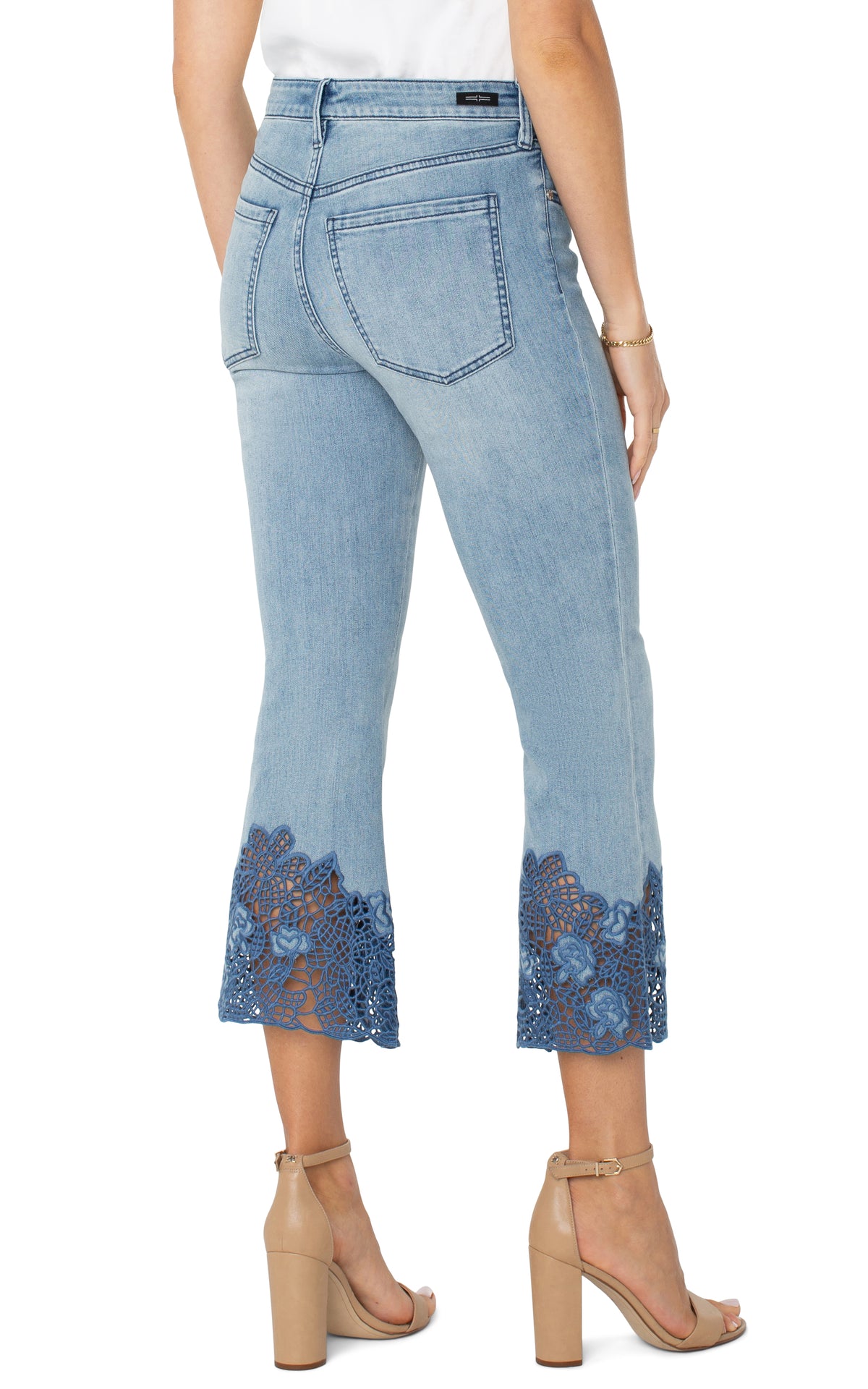 Hannah Crop Flare w/ Crochet Hem 25.5" Inseam | Indigo Crochet