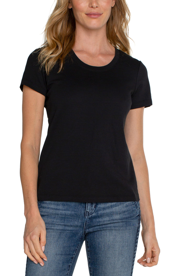 Scoop Neck Short Sleeve Tee | Black