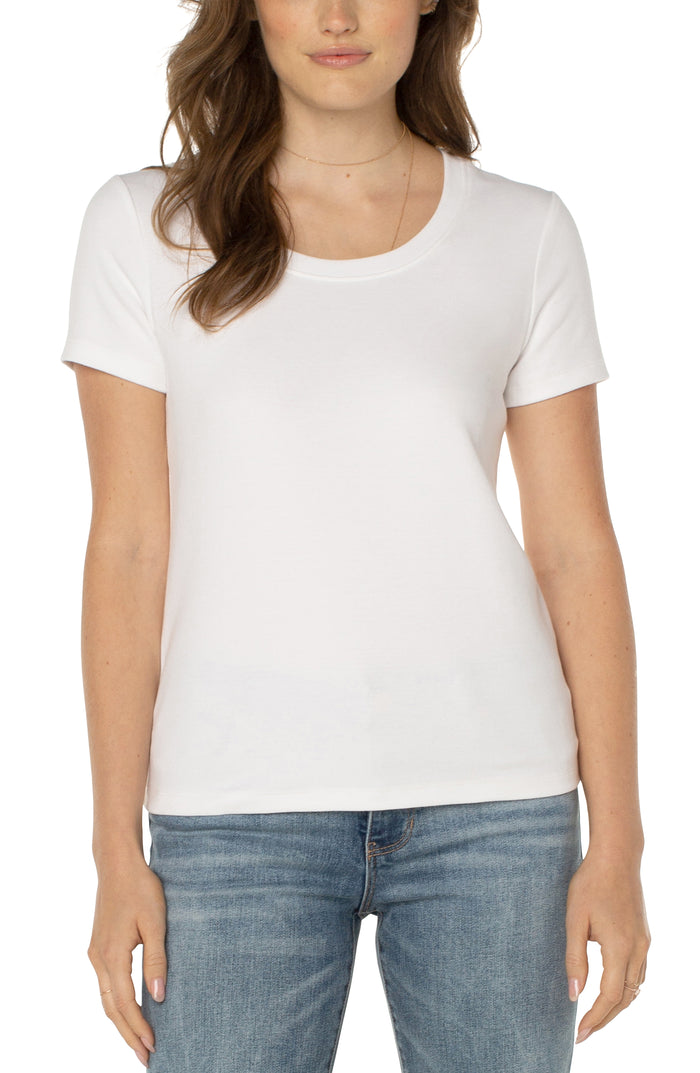 Scoop Neck Short Sleeve Tee | White