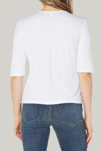 Double Layer V-Neck Rib Knit Top | Cream, Black