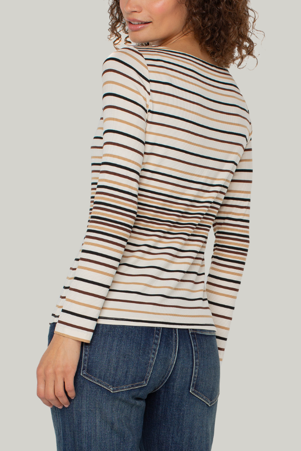 Boat Neck Knit Top | Alabaster Stripe