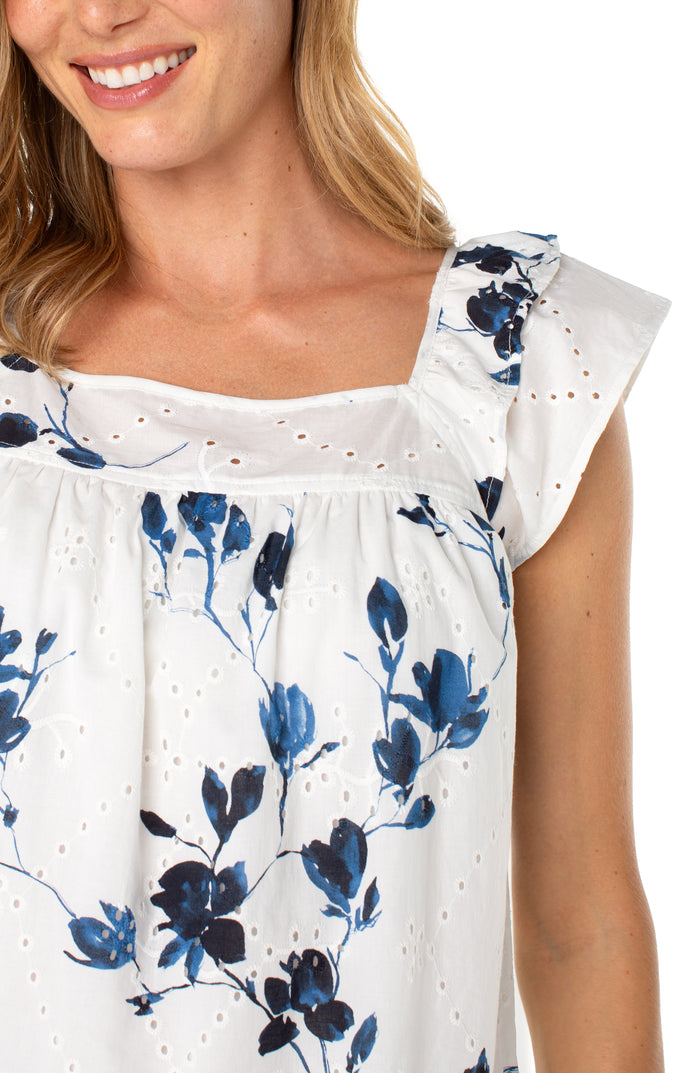 Square Neck Woven Blouse | Indigo Rose