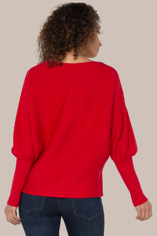 Boat Neck Dolman Sweater | Tango Red, Vintage White