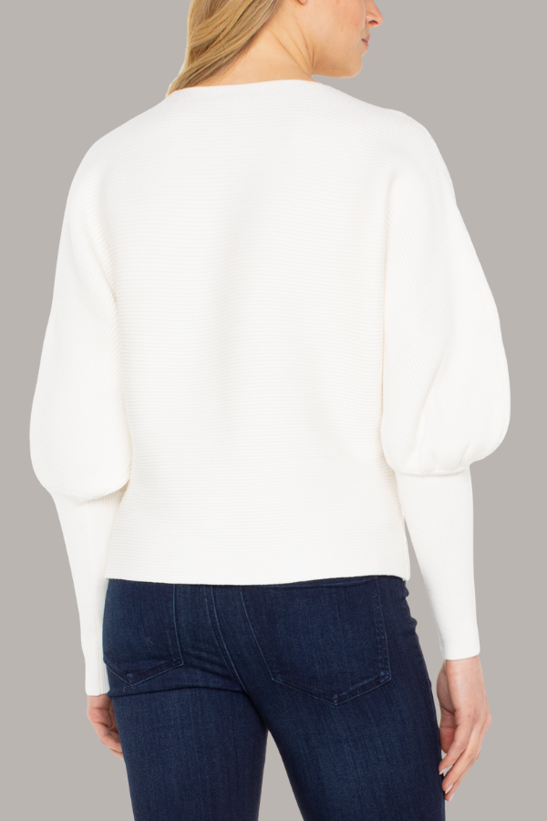 Boat Neck Dolman Sweater | Tango Red, Vintage White