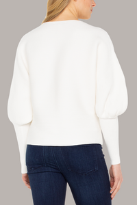 Boat Neck Dolman Sweater | Tango Red, Vintage White