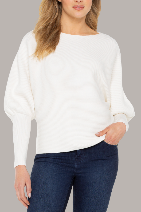 Boat Neck Dolman Sweater | Tango Red, Vintage White
