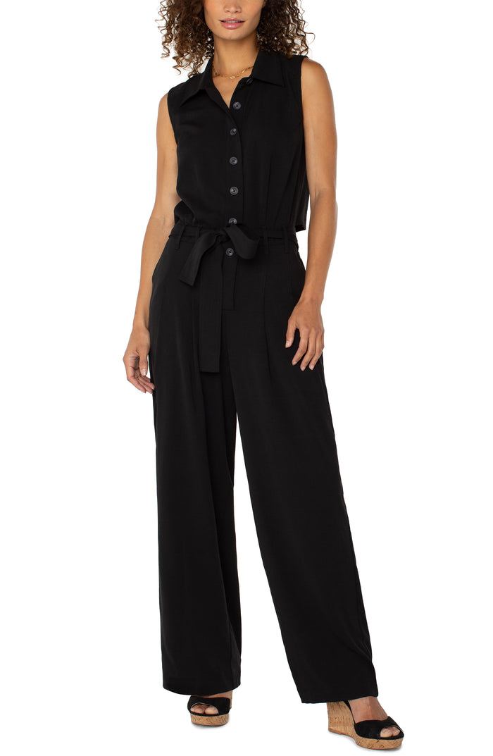 Sleeveless Jumpsuit With Wide Leg | Black