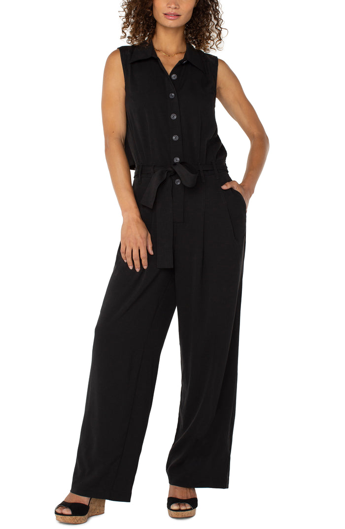 Sleeveless Jumpsuit With Wide Leg | Black