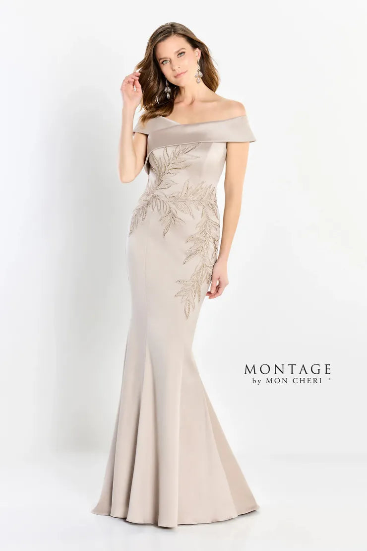 Straight Mikado Gown with Leaf detailing