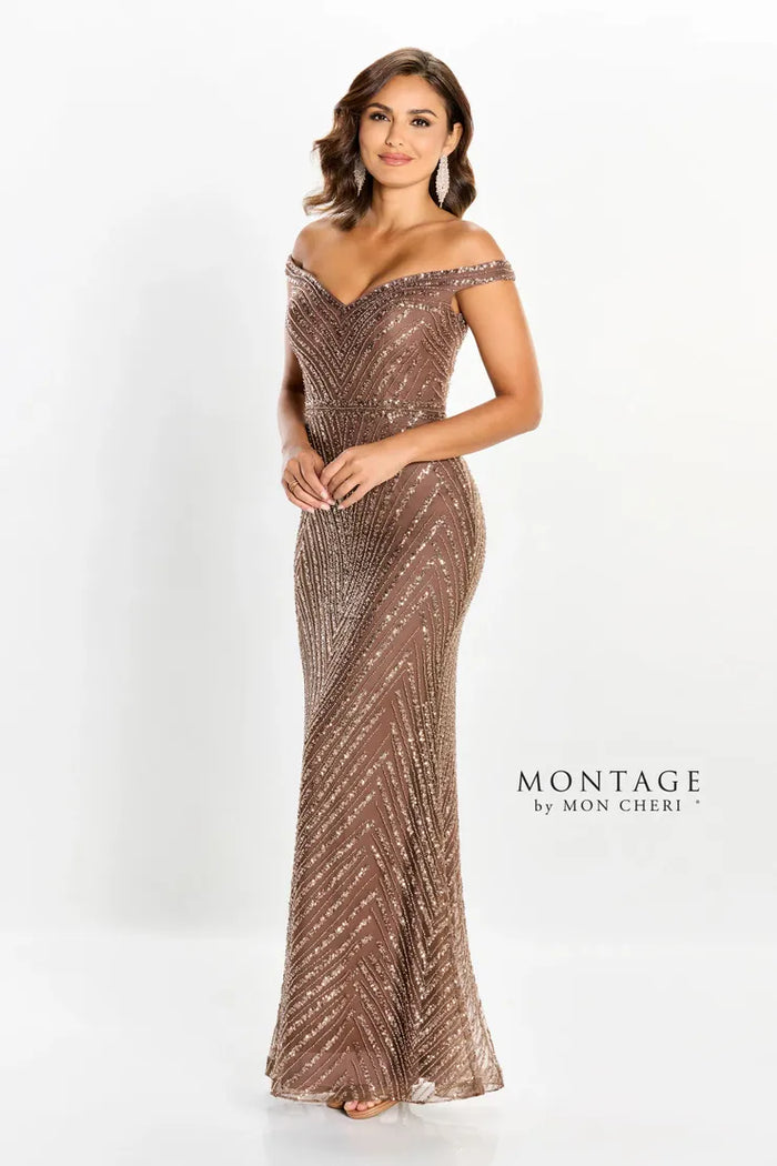 Montage M2215 Beaded V-Neck Gown