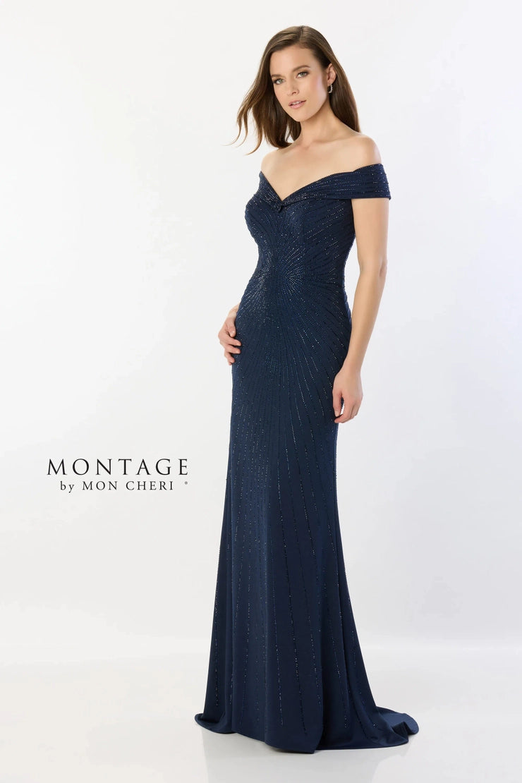 Montage M2234 Hot Stone Off the Shoulder Gown