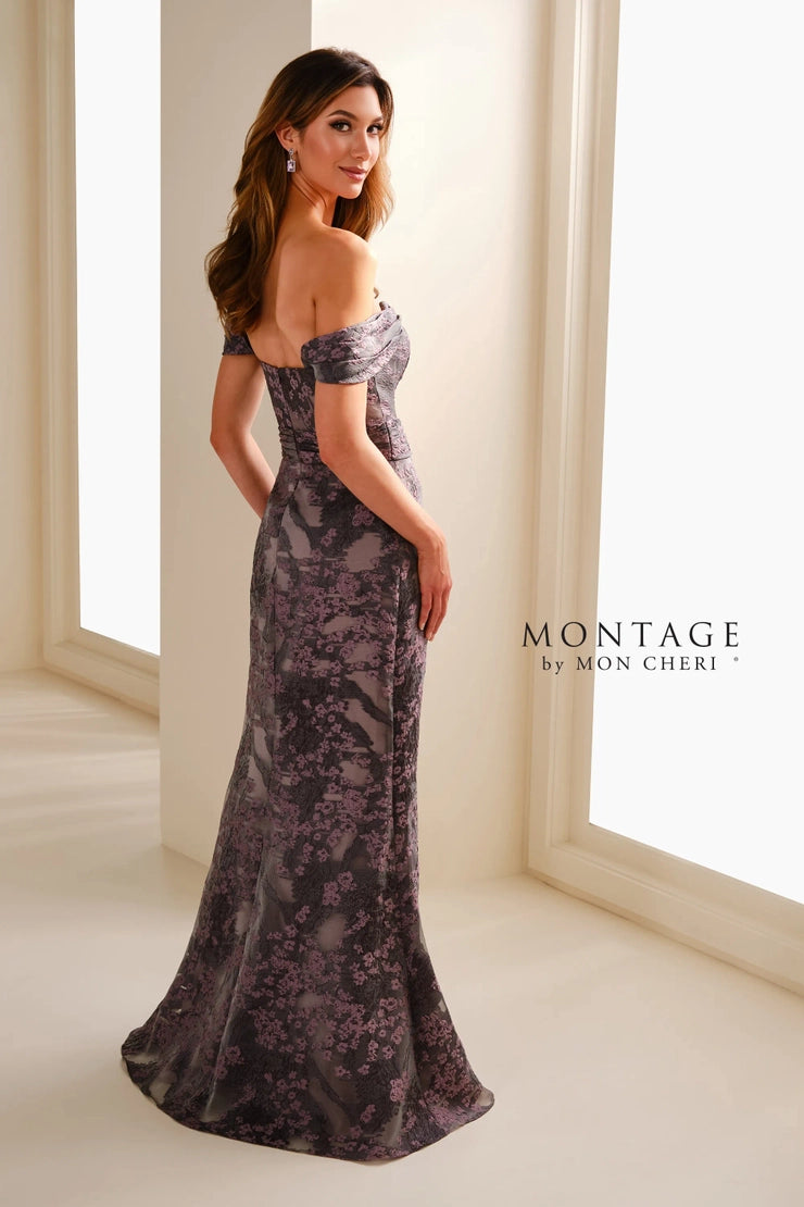 Montage M3103 Brocade Off the Shoulder Gown