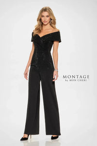 Montage M850 Stretch Crepe Jumpsuit w/ Stone Accents