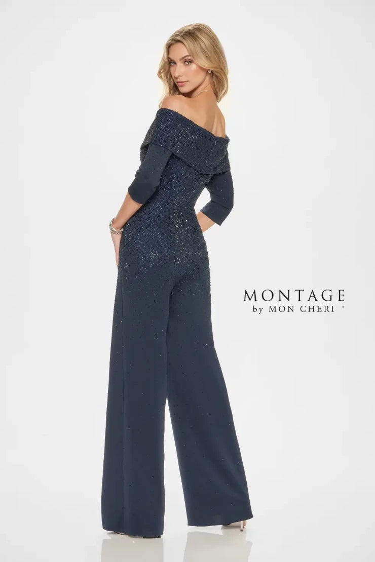 Montage M850 Stretch Crepe Jumpsuit w/ Stone Accents