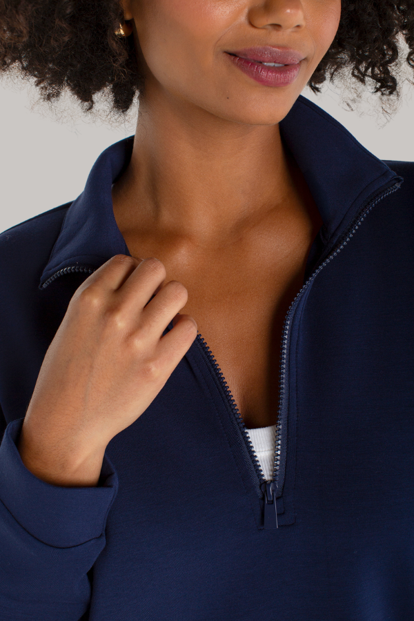 Half Zip Popover Jacket | Deep Midnight