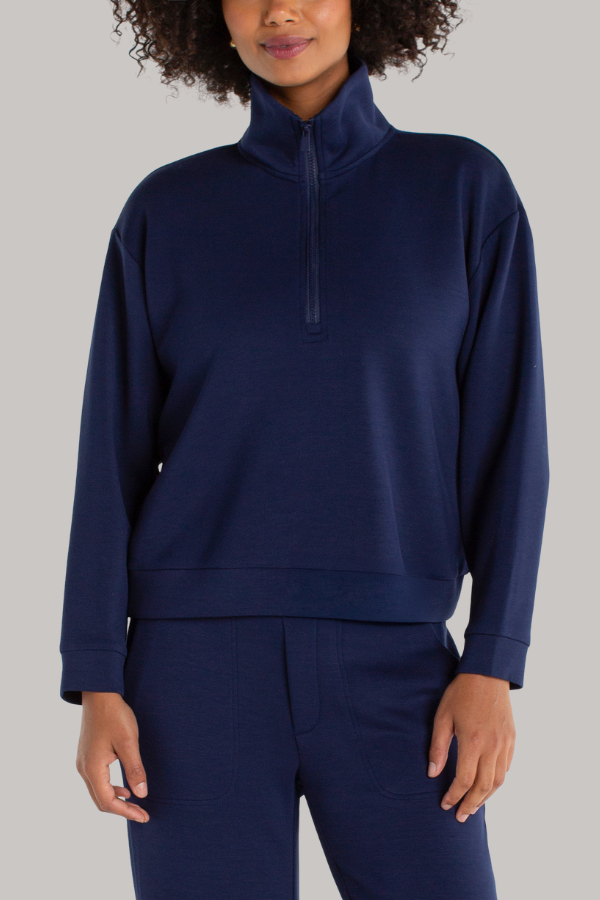 Half Zip Popover Jacket | Deep Midnight