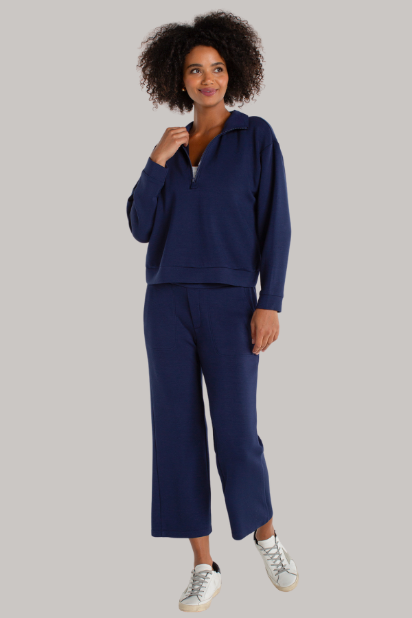 Half Zip Popover Jacket | Deep Midnight