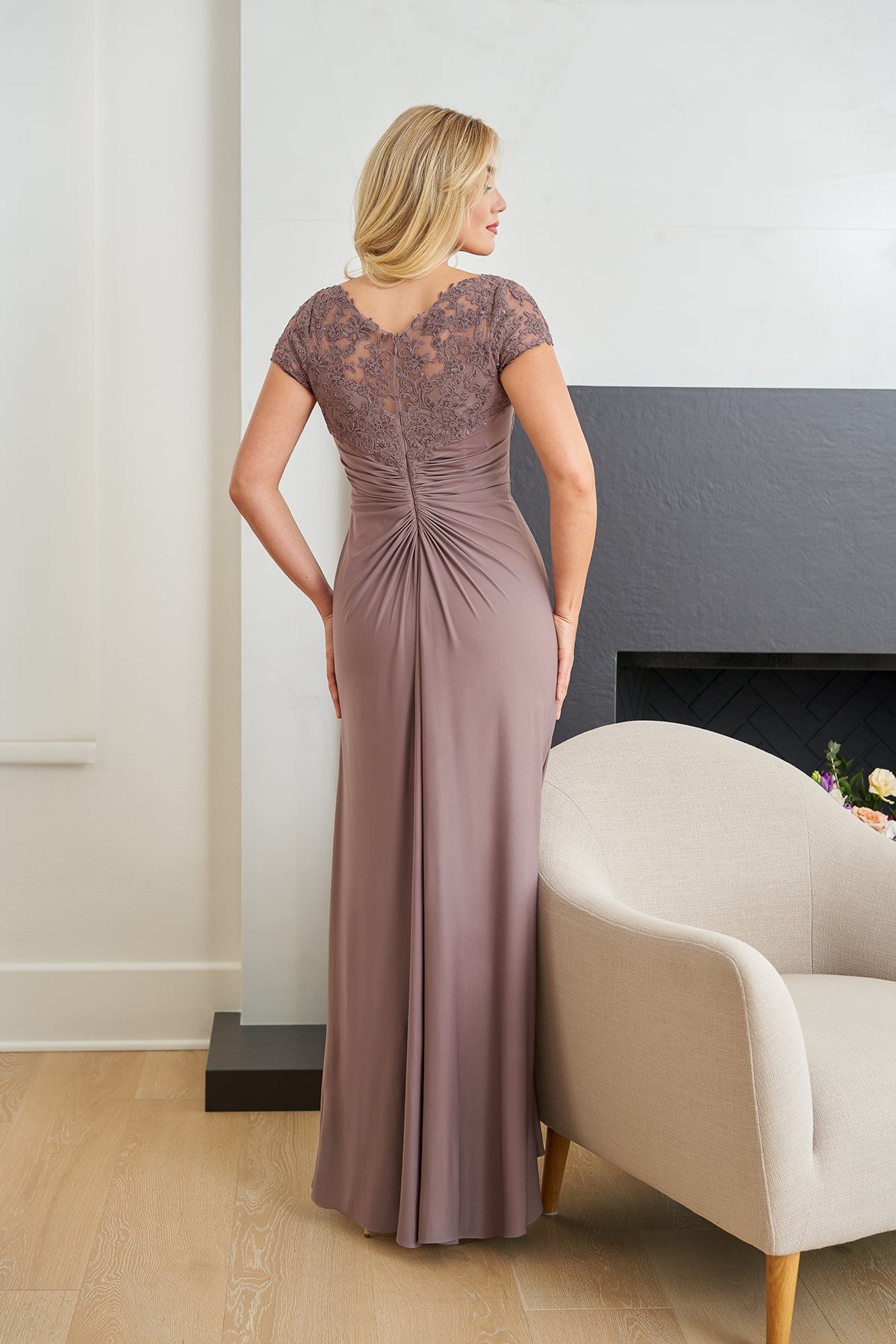 Jersey Fit and Flare with Lace Bodice | Cocoa