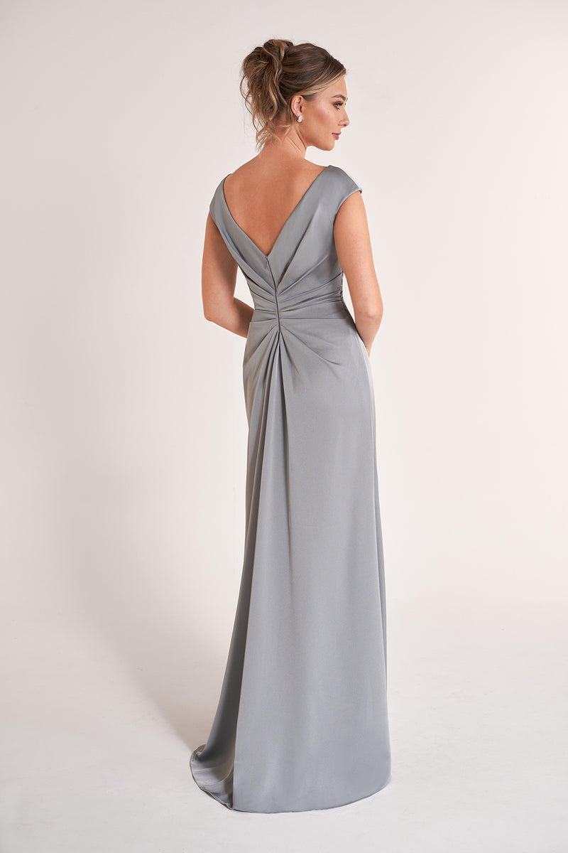 Jade Couture K278063 Boat Neck Cap Sleeve Crepe Back Charmeuse