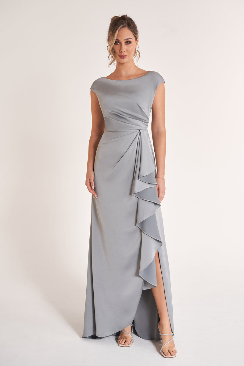 Jade Couture K278063 Boat Neck Cap Sleeve Crepe Back Charmeuse