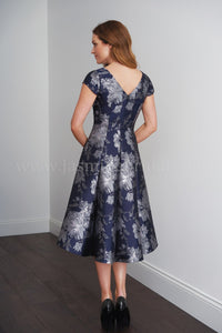 Jasmine M200066U Mikado V-Neck S.S. Hi Low Cocktail Dress