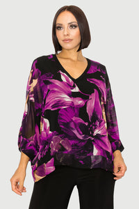 3/ Slv Chiffon V-Neck Top